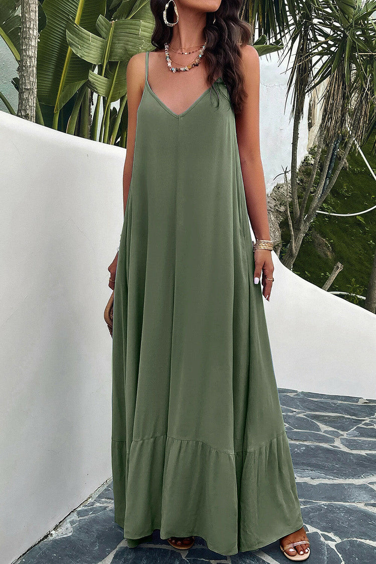 Devine Backless Maxi Cami Dress with Pockets.