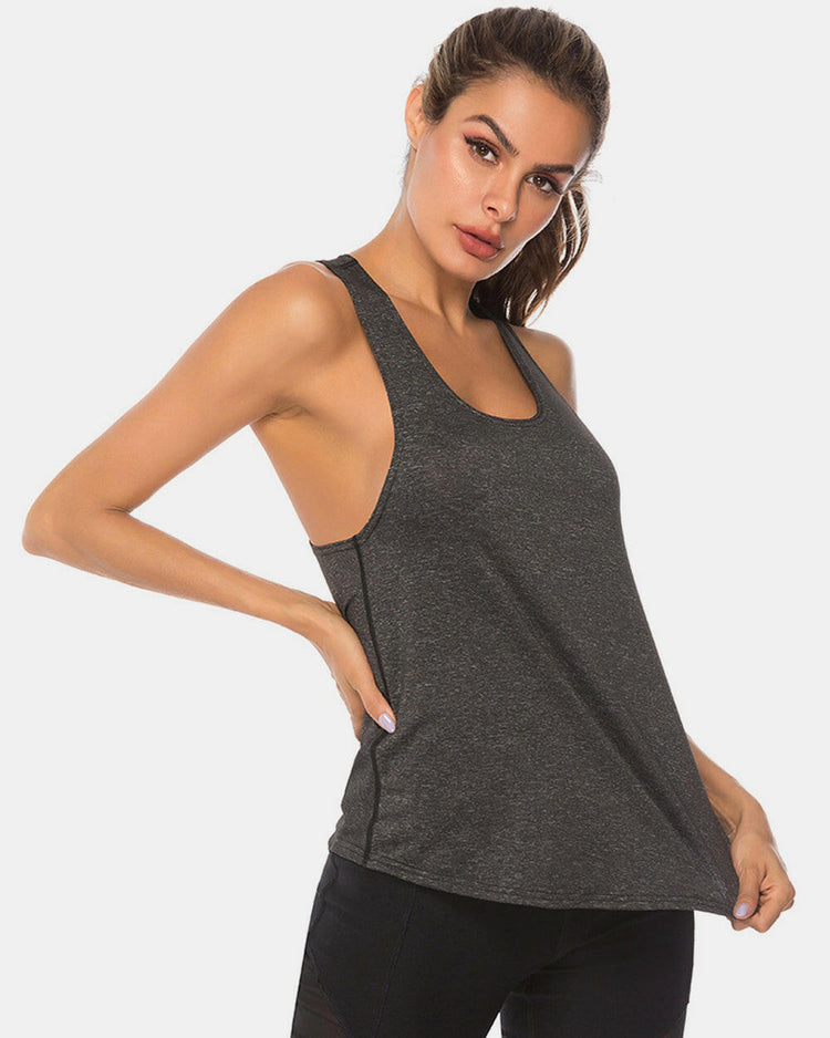 Full Size Scoop Neck Wide Strap Active Tank.