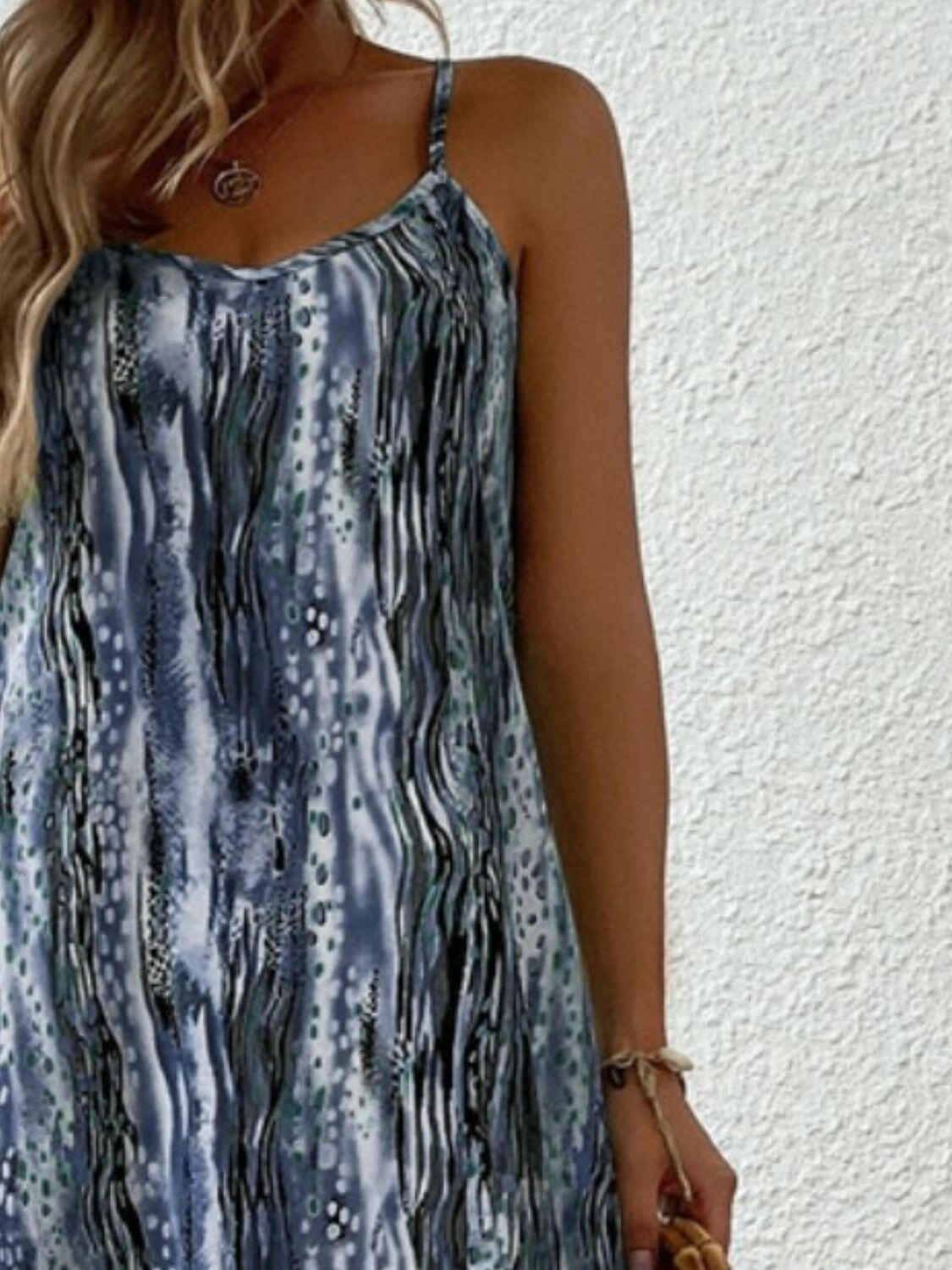 Full Size Printed Scoop Neck Maxi Cami Dress.