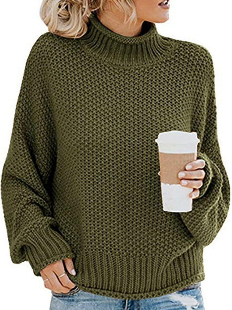 Turtleneck Dropped Shoulder Sweater.