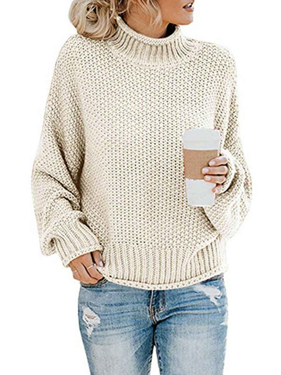 Turtleneck Dropped Shoulder Sweater.