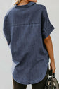 Pocketed Button Up Short Sleeve Denim Shirt.