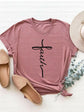 Letter Graphic Round Neck Short Sleeve T-Shirt.