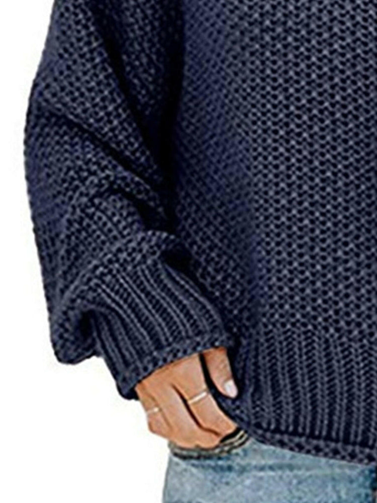 Turtleneck Dropped Shoulder Sweater.