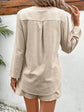 Notched Long Sleeve Top and Shorts Set.