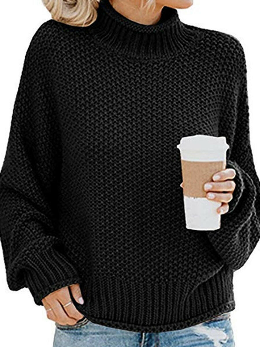 Turtleneck Dropped Shoulder Sweater.