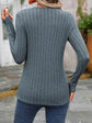 Decorative Button Round Neck Long Sleeve T-Shirt.