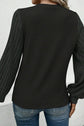 Ribbed Round Neck Long Sleeve Knit Top.