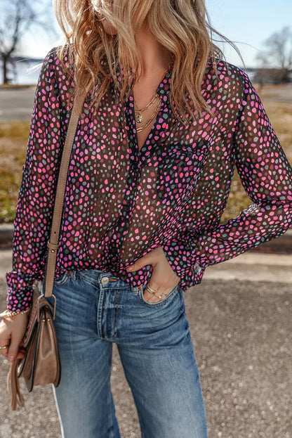 Printed Long Sleeve Blouse.