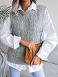 Round Neck Openwork Capped Sleeve Sweater Vest.