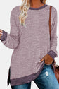 Round Neck Long Sleeve Slit T-Shirt.