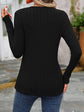 Decorative Button Round Neck Long Sleeve T-Shirt.