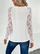 Lace Eyelet V-Neck Long Sleeve Blouse.