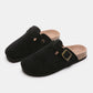 Suede Closed Toe Buckle Slide