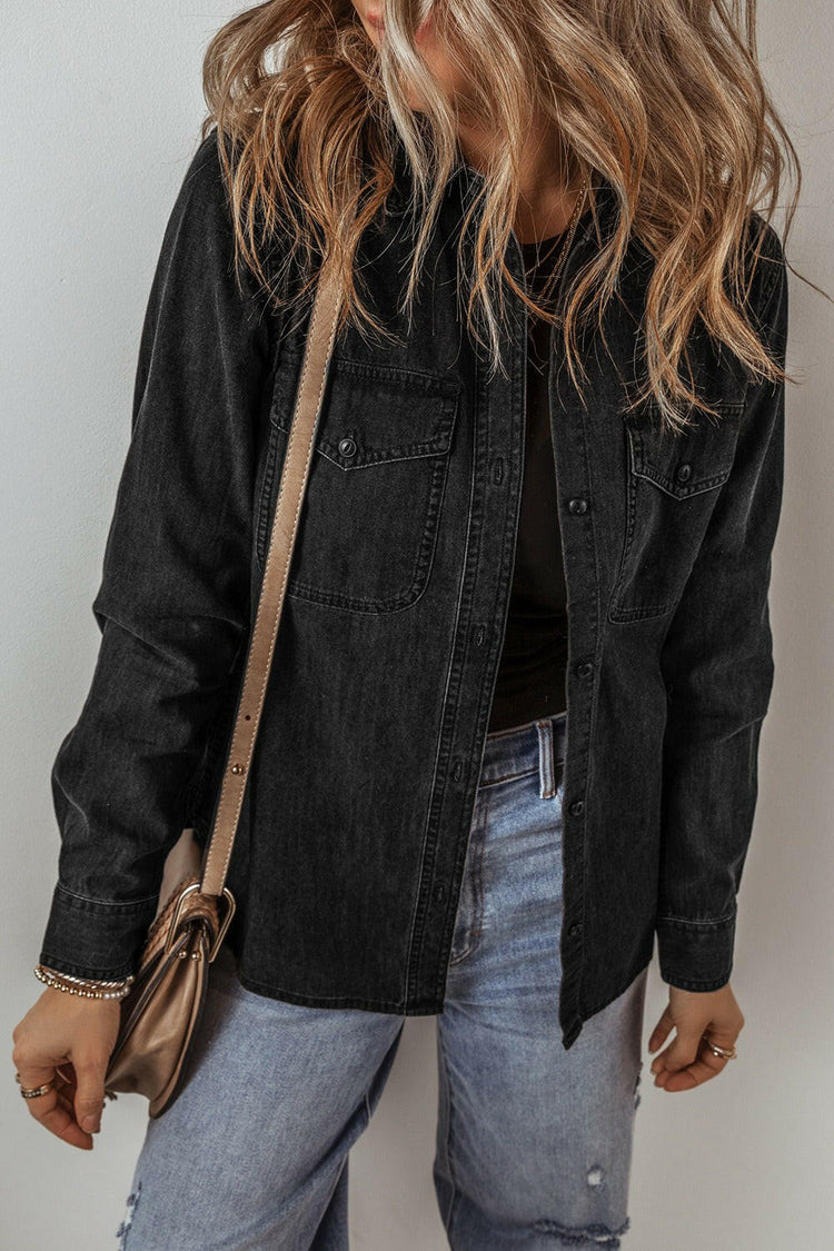 Button Up Long Sleeve Denim Jacket.