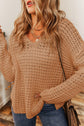 Openwork Round Neck Long Sleeve Sweater.