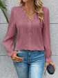 V-Neck Lace Detail Flounce Sleeve Blouse.