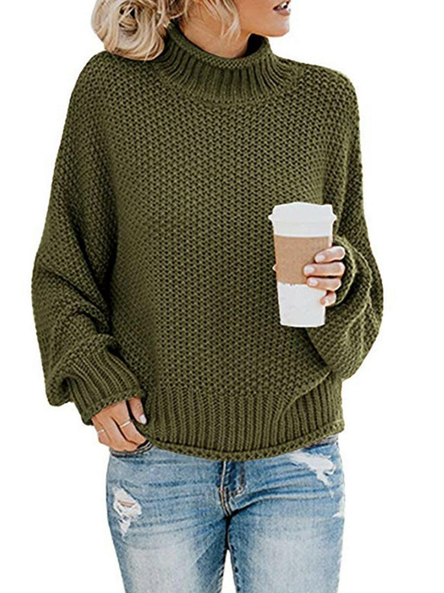 Turtleneck Dropped Shoulder Sweater.