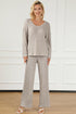 Ribbed V-Neck Top and Pants Lounge Set.