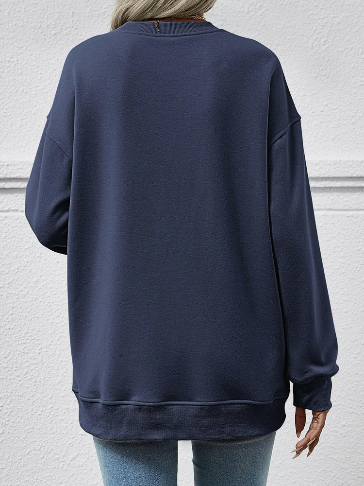 Round Neck Long Sleeve Sweatshirt.