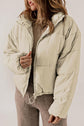 Zip Up Collared Neck Long Sleeve Winter Coat.