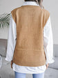 Round Neck Openwork Capped Sleeve Sweater Vest.