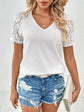 Ivy Lane Lace Detail V-Neck Short Sleeve T-Shirt.