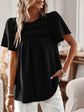 Lace Detail Round Neck Short Sleeve Blouse.