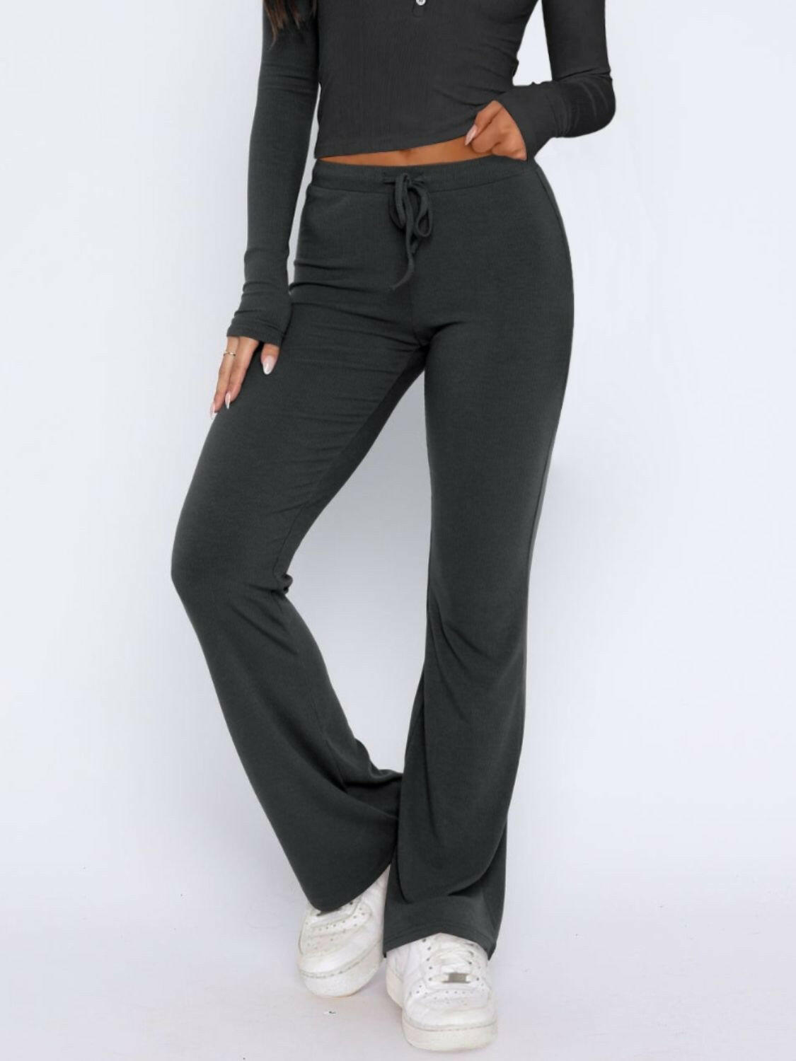 V-Neck Long Sleeve Top and Pants Set.