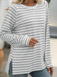 Mandy Striped Round Neck Long Sleeve T-Shirt.