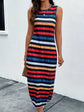 Slit Printed Round Neck Sleeveless Dress.