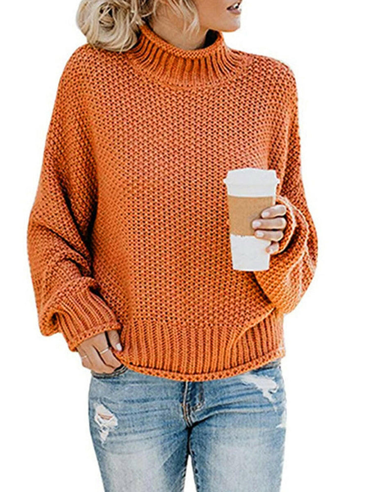 Turtleneck Dropped Shoulder Sweater.