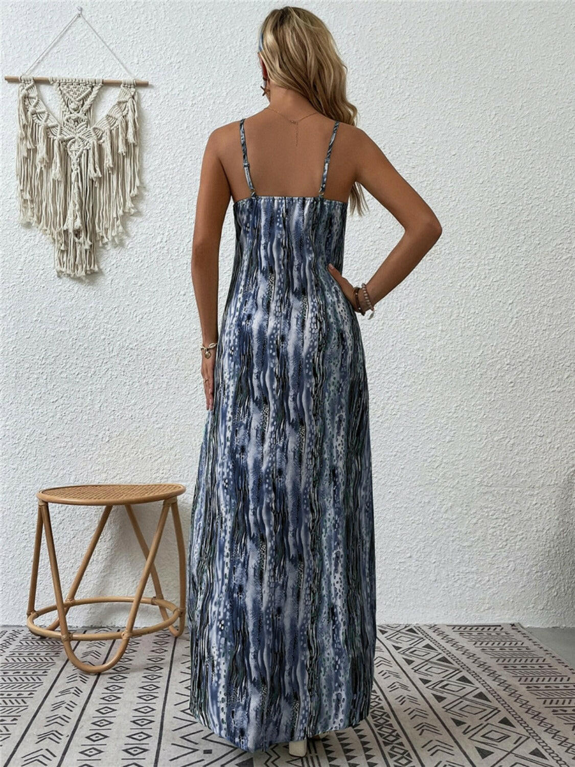 Full Size Printed Scoop Neck Maxi Cami Dress.