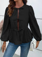 Ivy Lane Peplum Tied Long Sleeve Blouse.