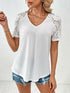 Ivy Lane Lace Detail V-Neck Short Sleeve T-Shirt.