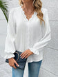 V-Neck Lace Detail Flounce Sleeve Blouse.