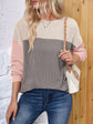 Lovelet Color Block Round Neck Long Sleeve Sweatshirt.