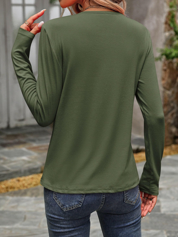 Round Neck Long Sleeve T-Shirt.