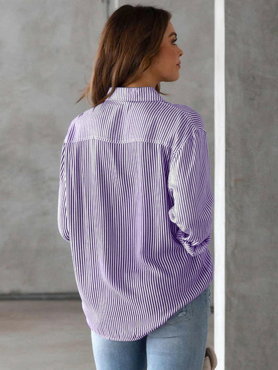 Lovelet Striped Collared Neck Shirt with Pocket.