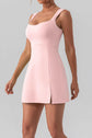 Square Neck Sleeveless Slit Mini Active Dress.