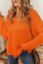 Openwork Round Neck Long Sleeve Sweater.