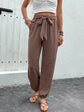 Perfee Tied High Waist Pants with Pockets.