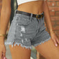 Raw Hem Distressed Denim Shorts.