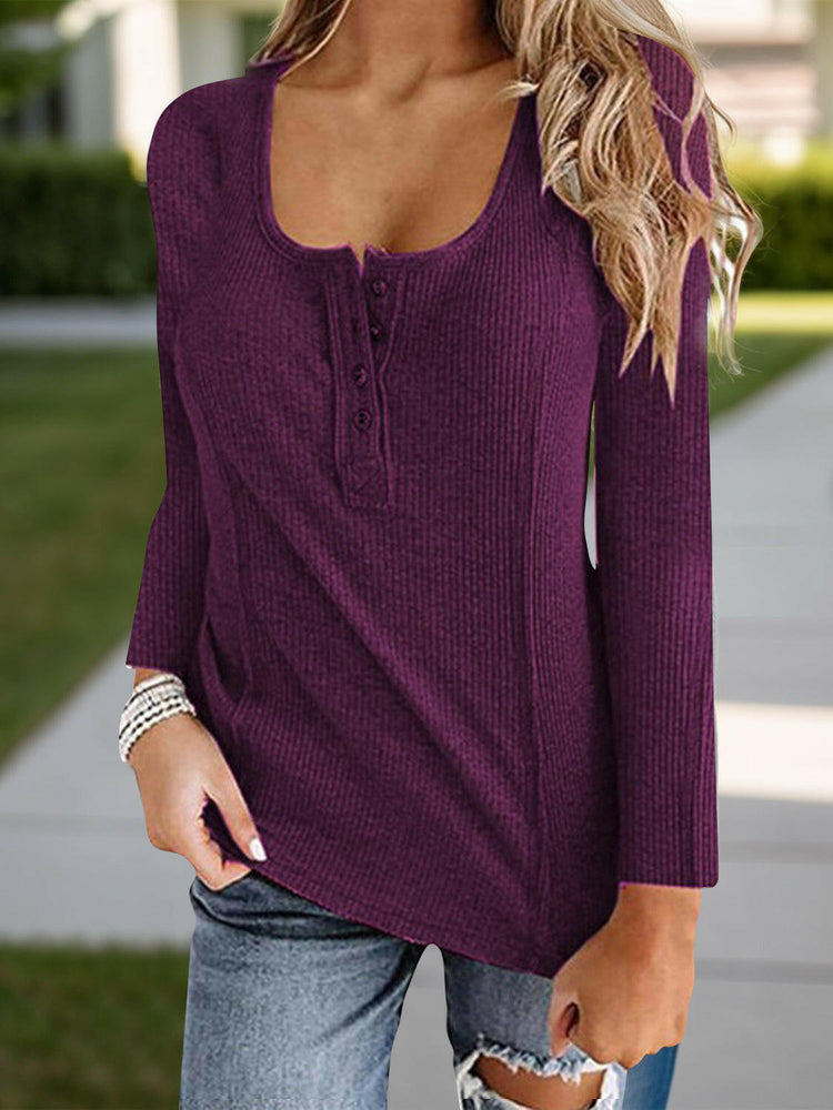 Full Size Scoop Neck Long Sleeve T-Shirt.