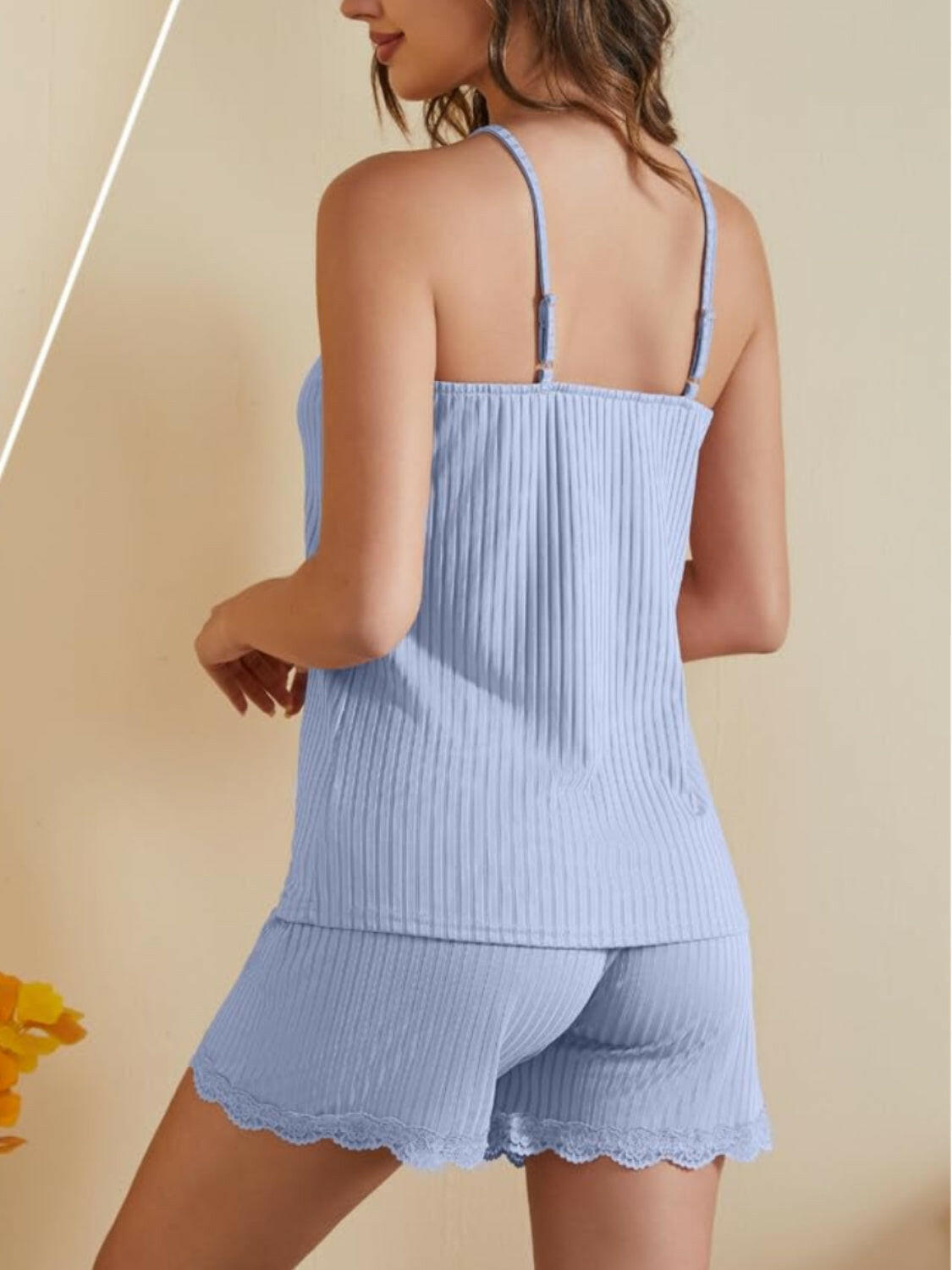 Ribbed Scoop Neck Top and Shorts Lounge Set.