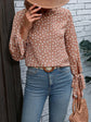 Honey Printed Round Neck Tie Cuff Blouse.