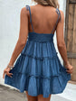 Shiny Frill Spaghetti Strap Tiered Dress.