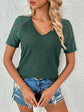 Ivy Lane Lace Detail V-Neck Short Sleeve T-Shirt.