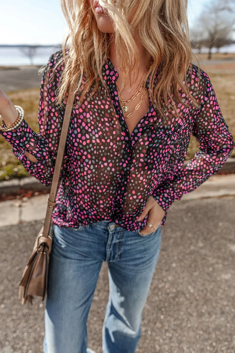 Printed Long Sleeve Blouse.