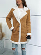 Contrast Button Up Lapel Collar Long Sleeve Coat.